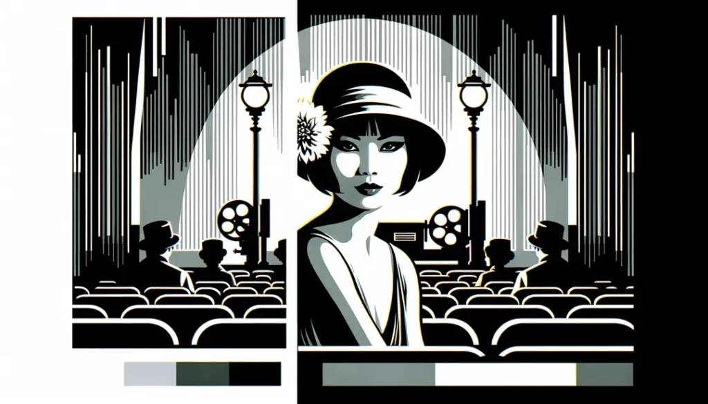Figura humana expresiva en un entorno de cine de los años 1920