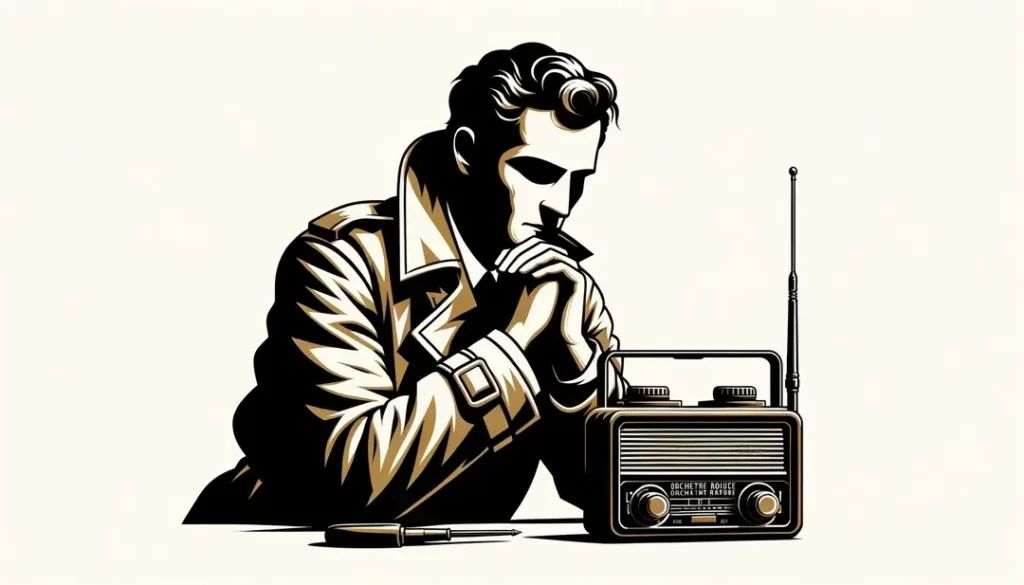 Figura de luchador de la resistencia francesa con radio de la época