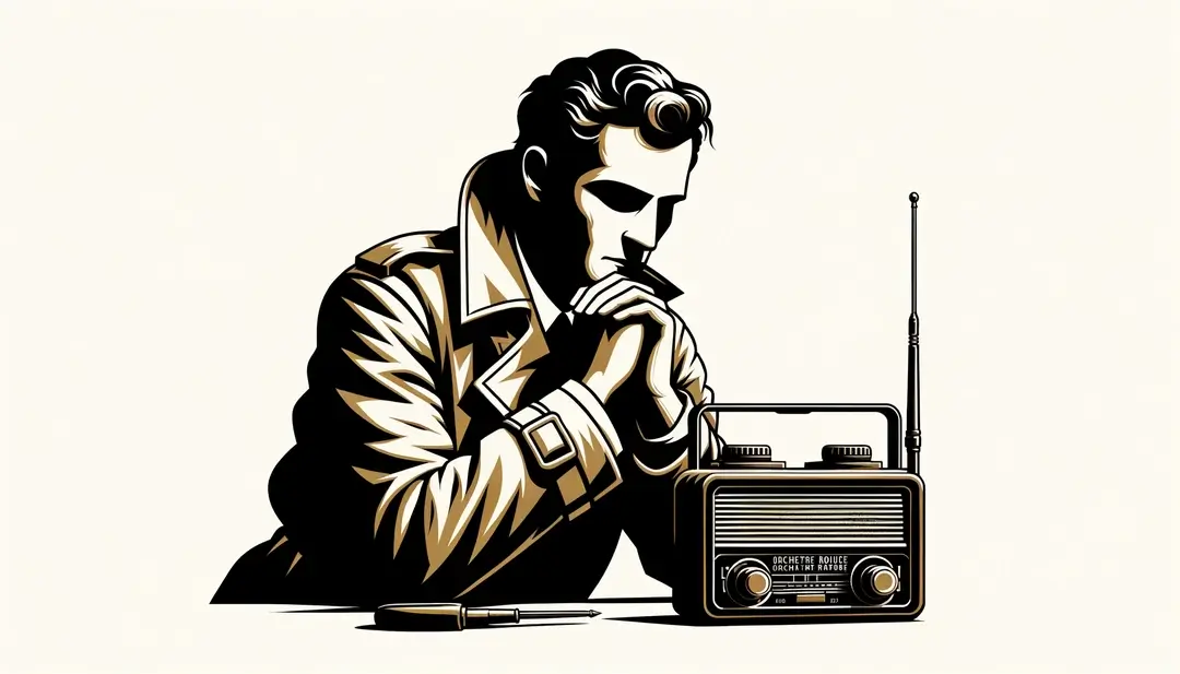 Figura de luchador de la resistencia francesa con radio de la época