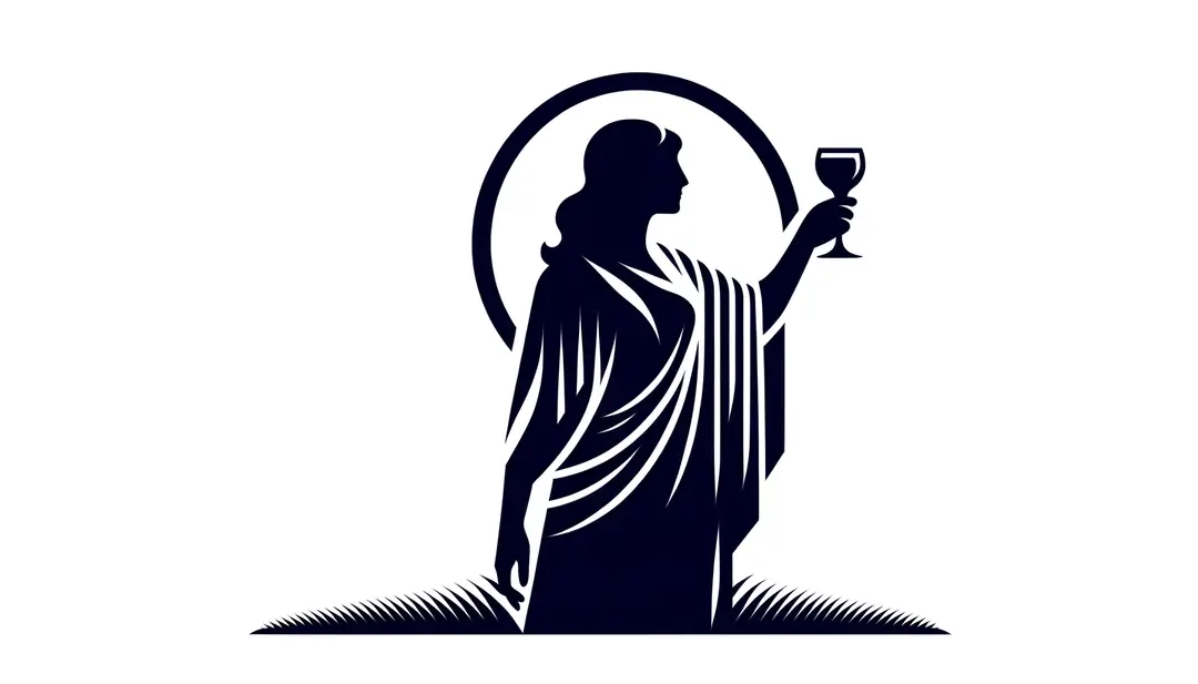 Ilustración minimalista de una figura humana con una copa de vino dulce francés