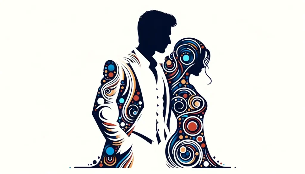 Figura minimalista que representa el cine romántico y su elegancia visual