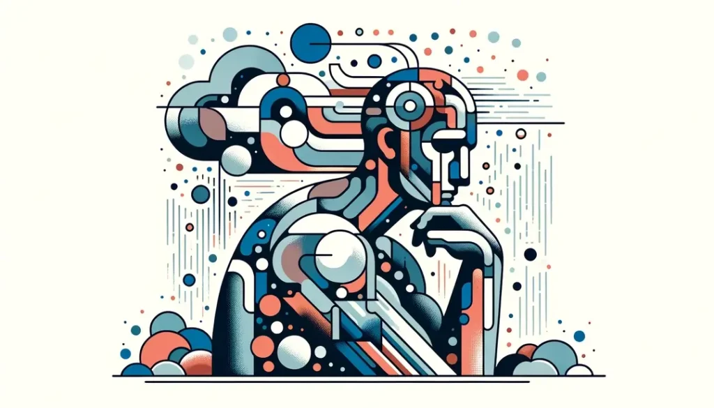 Ilustración minimalista mostrando la influencia pragmática en la filosofía francesa actual con pensador francés moderno