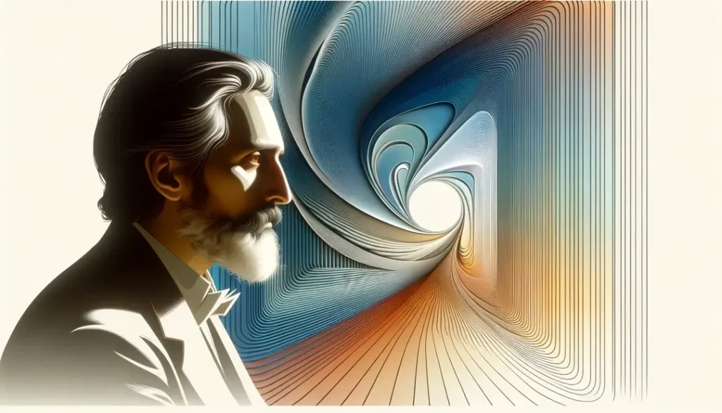 Ilustración de un filósofo contemplativo representando el nihilismo moderno