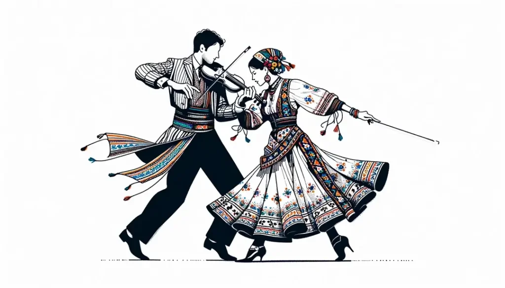 Pareja gitana bailando valse tzigane