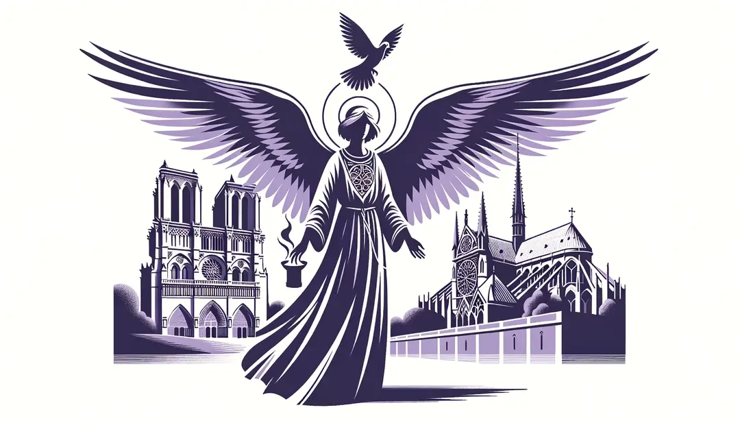 Que représente la colombe ailée dans les temples gothiques ?