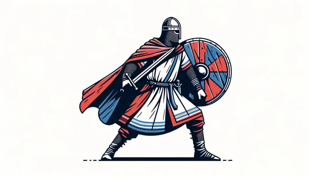 Ilustración minimalista de Charles Martel en batalla