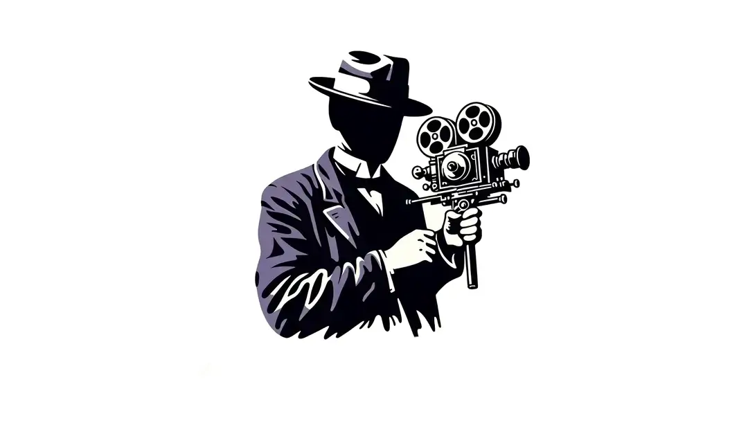 Ilustración minimalista de un director de cine mudo francés olvidado