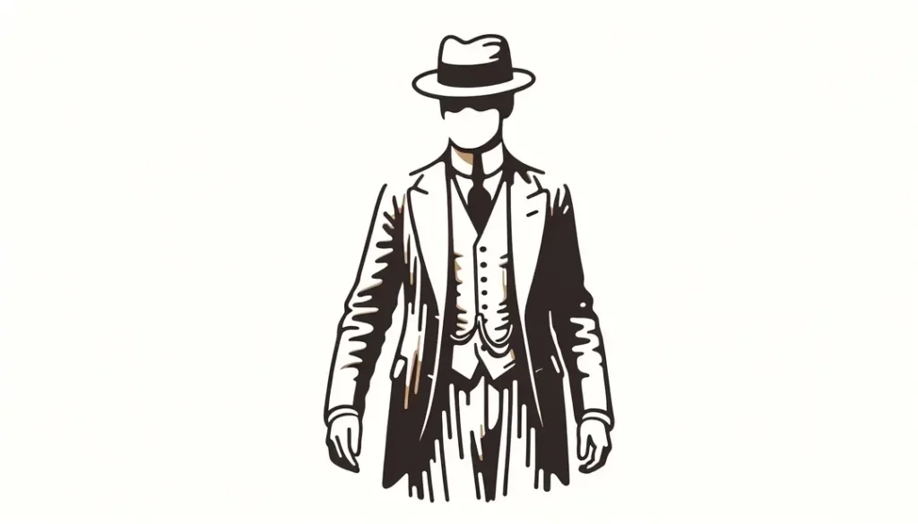 Ilustración de una figura inspirada en actores del cine mudo