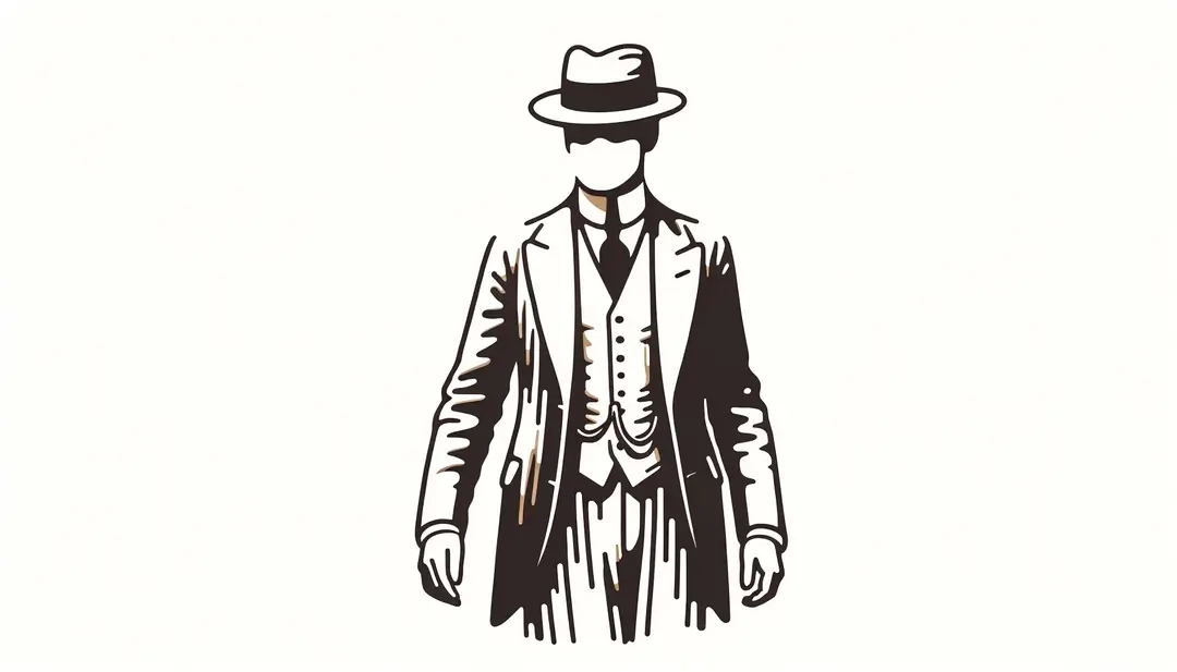 Ilustración de una figura inspirada en actores del cine mudo