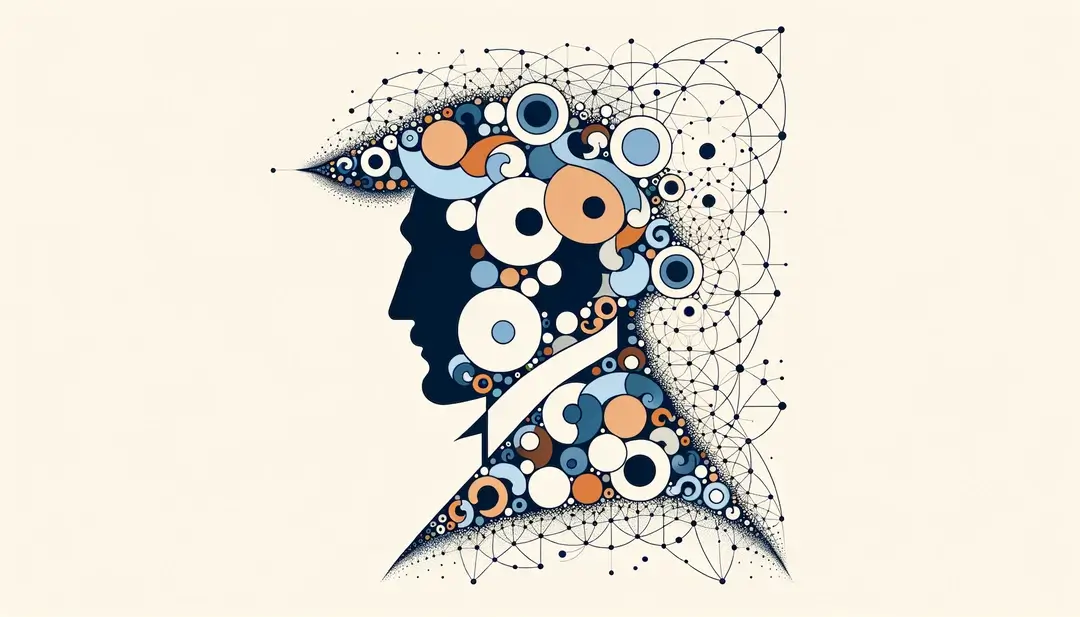 Ilustración minimalista que representa la interacción entre el arte y la percepción en la filosofía de Merleau-Ponty