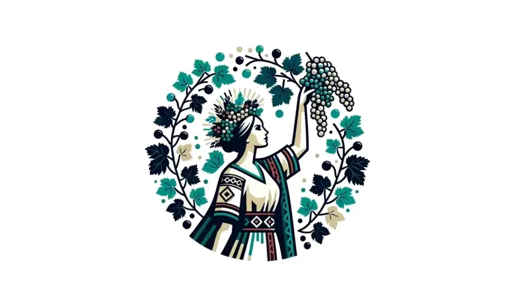 Ilustración del rito de coronación de una reina en un viñedo del Jura