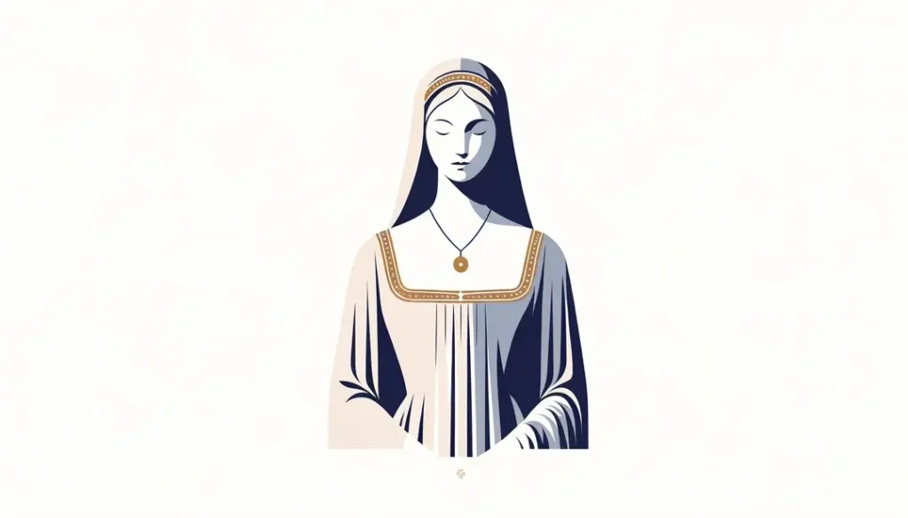 Imagen minimalista de Sainte Fannette en una pose serena