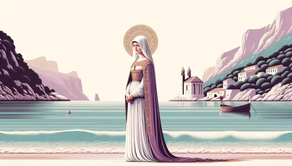 Ilustración minimalista de Santa Devota