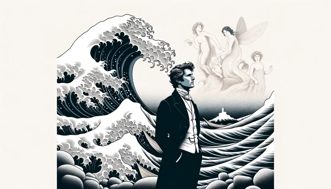 Ilustración de Jules Verne en la costa bretona entre mitos y marineros