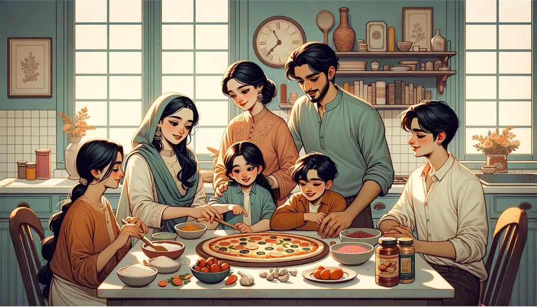 Soirée pizza en famille