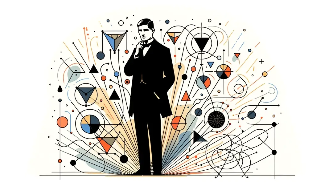 Ilustración minimalista de Ferdinand de Saussure