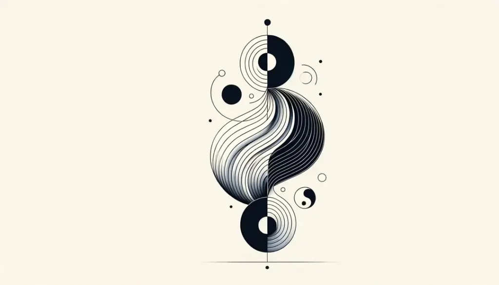 Ilustración minimalista que representa la fusión de conceptos temporales chinos y occidentales según François Jullien