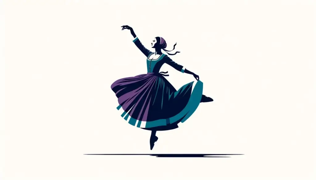 Ilustración minimalista de un bailarín occitano en estilo medieval
