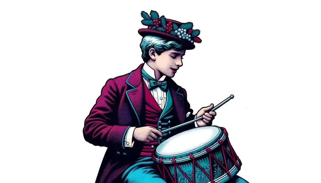Músico joven tocando una zambomba en un entorno festivo tradicional francófono