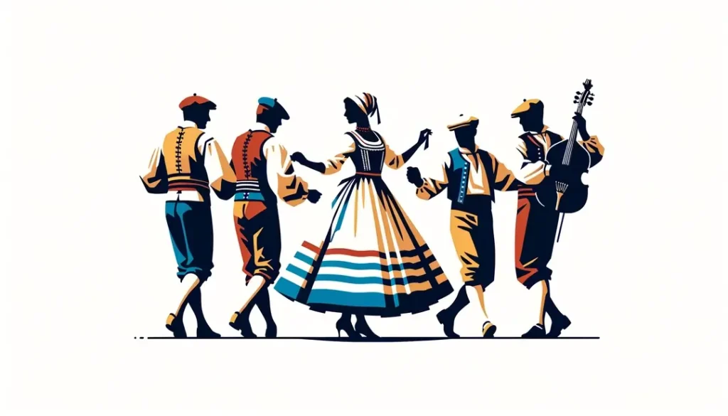 Figura danzante realizando la bourrée típica de la cultura auvernesa