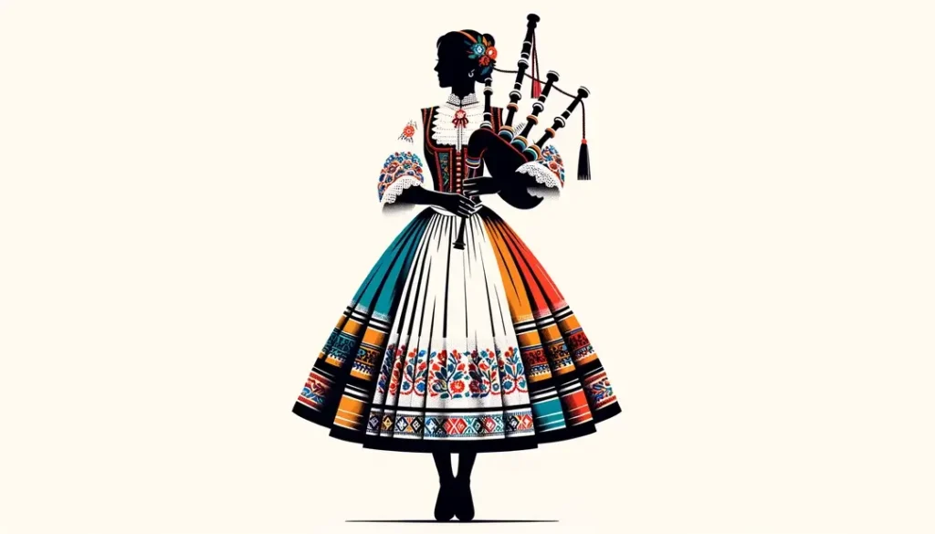 Ilustración de un grupo folklórico francés del Macizo Central