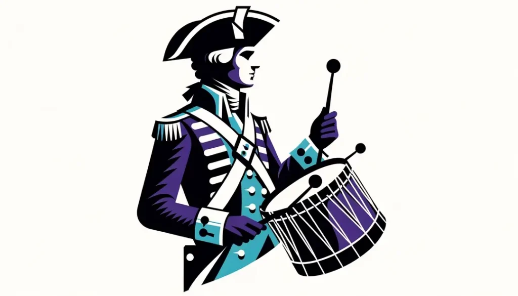 Ilustración minimalista de una figura tocando la gaita landesa en un entorno festivo
