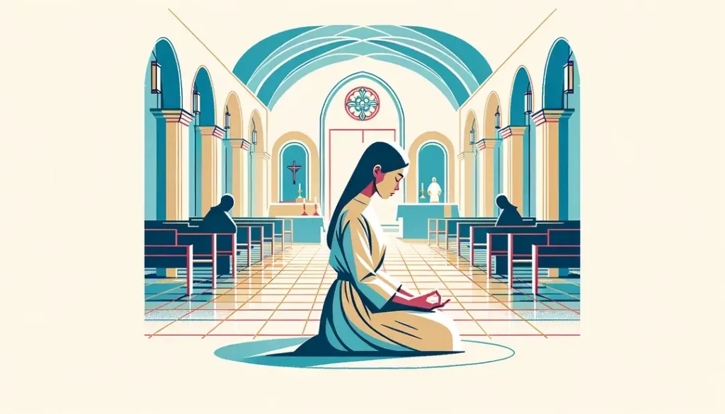 Figura humana en meditación en un convento carmelita