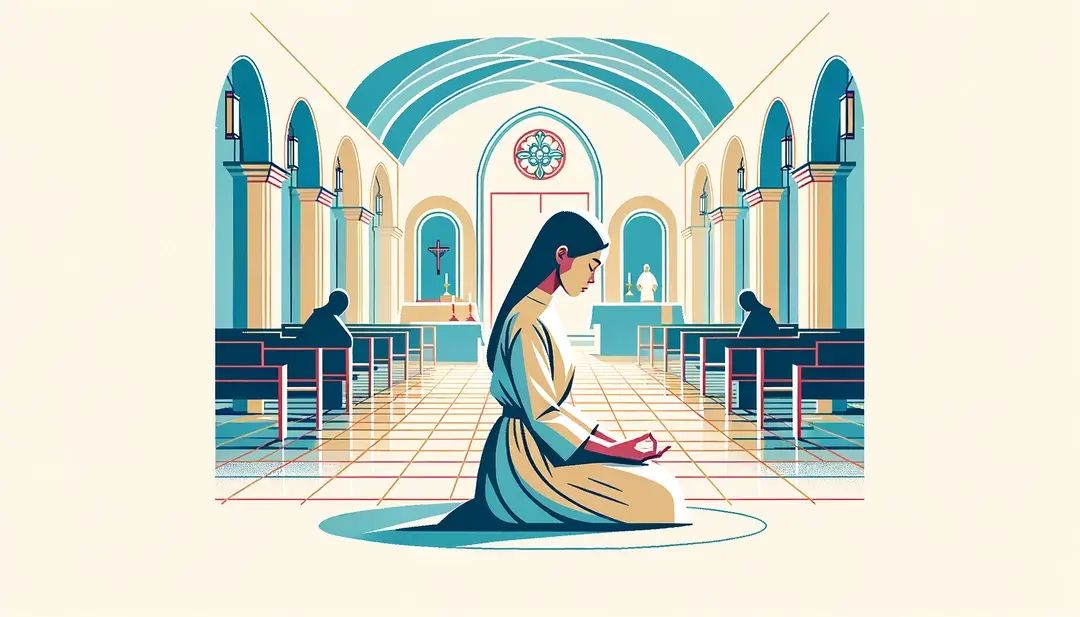 Figura humana en meditación en un convento carmelita